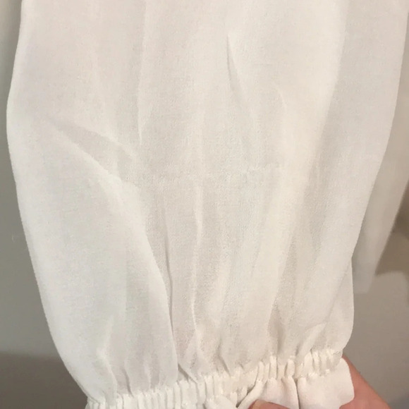 Aritzia Wilfred Wistful Dress Size S Light Birch Chiffon Mini Dress with v-neck - Picture 13 of 15